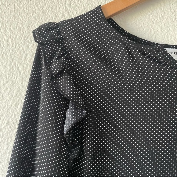 Counterparts Polka Dot Blouse Women’s S Black White Ruffle Corporate Office Chic - Picture 5 of 12